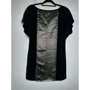 Sisley Black & Gold Short Sleeve Shift Mini Cocktail Dress Sz XS-S